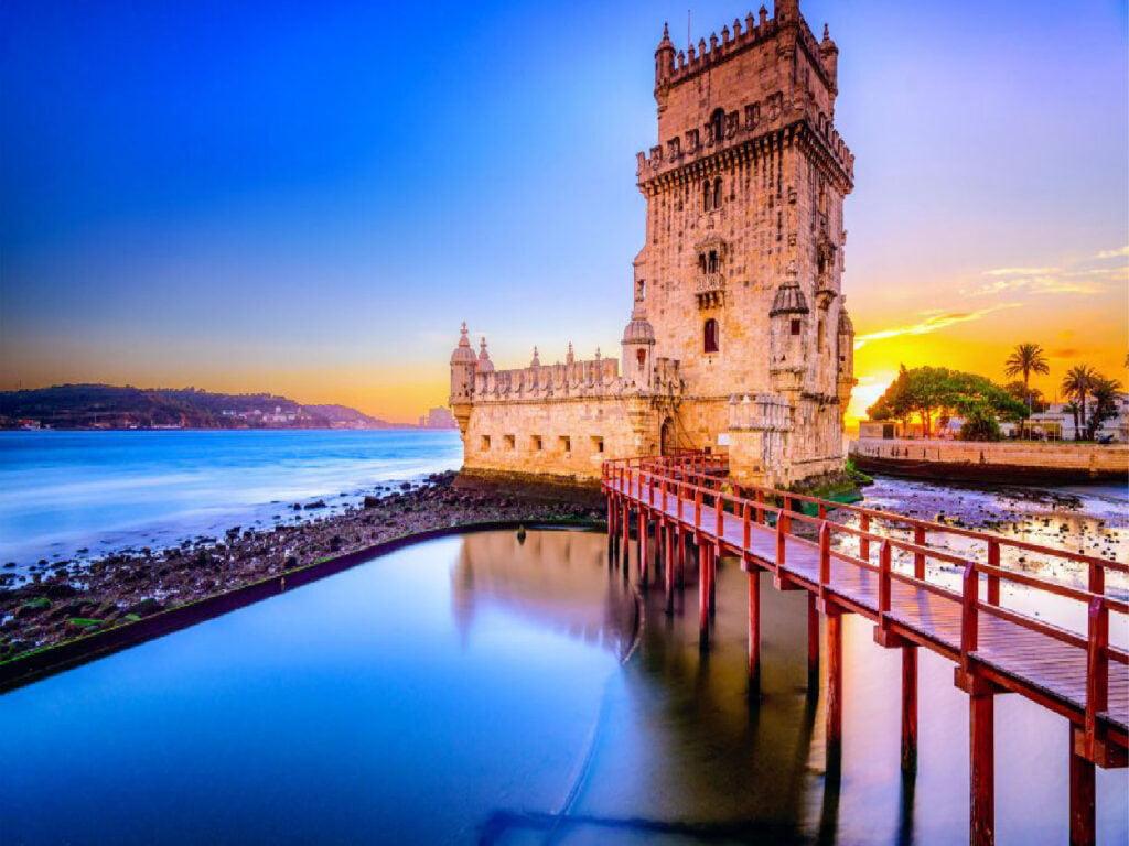 Belém Tower overlooking the Tagus River in Lisbon